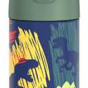 THERMOS FUNTAINER Water Bottle with Straw - 12 Ounce - Kids Stainless Steel Vacuum Insulated Water Bottle with Lid, Dinosaurs (12 Ounces)