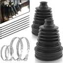 2PCS CV Boot with 4 Stainless Steel Clamps & 6 Cable Ties,Waterproof & Dustproof CV Axle Boot Repair Kit for Protect Axle,Universal CV Joint Boot Fits for Most Cars (2PCS)