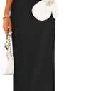 ZESICA Women's Summer Strapless Bodycon Maxi Dress 2025 Ribbed Knit Backless Floral Tube Cocktail Party Long Dresses (Medium, Black)
