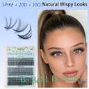 4 x Eyelash Extensions Lash Clusters Natural Mixed Individual False Eyelashes Multi-types Bottom Lashes Spike 20D 30D Clusters with 10-16mm Multiple Lengths Wispy Look Light Volume for Self Use