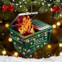 2025 Christmas Ornaments, 3.9In Personalized Dumpster-Fire Acrylic Christmas Tree Ornaments, Unique Painted Dumpster Hanging Decorations, Xmas Decor, for Family, Friends