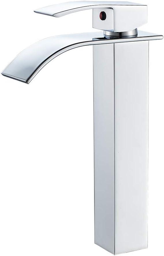 VOTON Vessel Sink Faucet Chrome Modern Tall Waterfall Bathroom Sink Faucet Single Handle Bathroom Faucet 1 Hole Bowl Lavatory Vanity Faucet, Rv Sink Camper Farmhouse Bathroom Utility Remodel Faucet