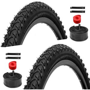 2 Pack 26 inch Bike Tires - 26  1.95 inch Folding Replacement Bicycle Tires for MTB Mountain Bike with 26 inch Schrader Valve Bike Tubes, 4 Tire Levers and 2 Rim Strips