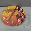 Mxocom African Woman Wall Clock Beautiful Black Woman with Ethnic Dress 10 Inch Silent Non Ticking Battery Operated Clock Vintage Round Clock for Living Room Bedroom Bathroom Office Decor