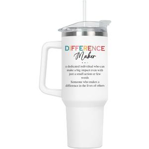 Thank You Gifts for Women - Difference Maker 40 oz Stainless Steel Insulated Tumbler with Lid and Handle - Teachers Appreciation Christmas Birthday Gifts for Women Boss Lady Coworkers