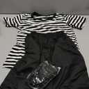 Halloween Addams Costume for Boys Black and White Striped T Shirts Sleeve Stripes Toddler Shorts and Tube Socks (Medium)