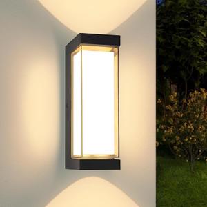 24W Outdoor Wall Light Fixtures, Exterior IP65 Waterproof LED Lantern, Black Porch Lights with Double Lampshades, 3000LM 3000K Sconces Wall Mount, Modern Wall Lamps for Garage Front Door Garden