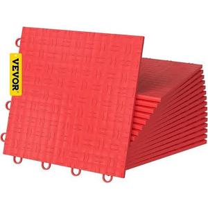 VEVOR Interlocking Tile 55PCS Red, Drainage Tiles 12" x 12" Splicing, Soft PVC Interlocking Drainage Floor Tiles, Non-Slip Drainage Holes for Restroom, Bathroom, Kitchen, Pool, Wet Areas