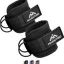 2 x Gym Ankle Straps for Cable Machines, Thick Padded Ankle Cuff Cable Attachment for Booty Workouts, Kickbacks, Hip Abductors, Lower Body Exercises