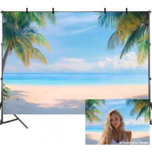 10x6.5ft Summer Ocean Backdrop Beach Tropical Photo Backdrop Love Island Decorations Hawaiian Photography Background Birthday Banner Party Supplies