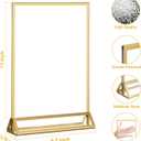 EHWINE 4 Pack Acrylic Sign Holder 8.5 x 11, Double Sided Gold Picture Frame Stand up Table Top Sign Holders, Clear Display Stand Menu Flyer Holder for Wedding Party (Provide Non-slip Mats)