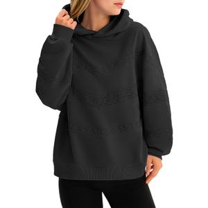 Fisoew Womens Oversized Hoodies Fall Long Sleeve Sweatshirts Casual Loose Lace Y2K Cute Pullover Tops (Black, S)