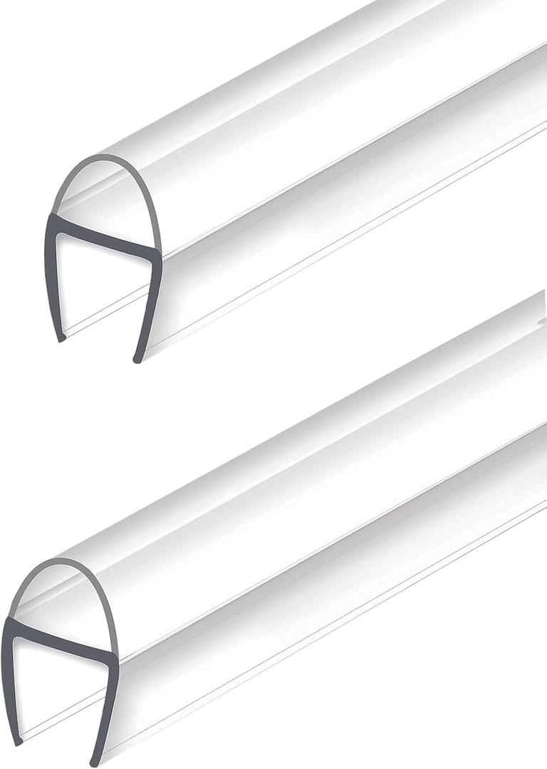 2 Pack U-Type Frameless Shower Door Seal, 78" x 3/8" Shower Door Side Seal Strip Bottom Seal Door Sweep for 3/8" Thick Glass Waterproof and Super Clear-Stop Shower Leaks Seal Strips