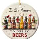 3 x Funny Beer Ornament - Ceramic Ornaments Gifts for Beer Lovers - Tis The Season to Drink Beers