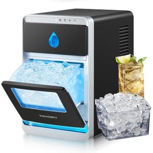 EUHOMY LunaArc Crescent Ice Maker Countertop, 1600Pcs/Day, Ready in 12Mins, Auto Deep Cleaning, Timer, Portable Ice Maker Machine with Clear Ice Cubes for Whiskey/Coffee/Soft Drinks (Black)
