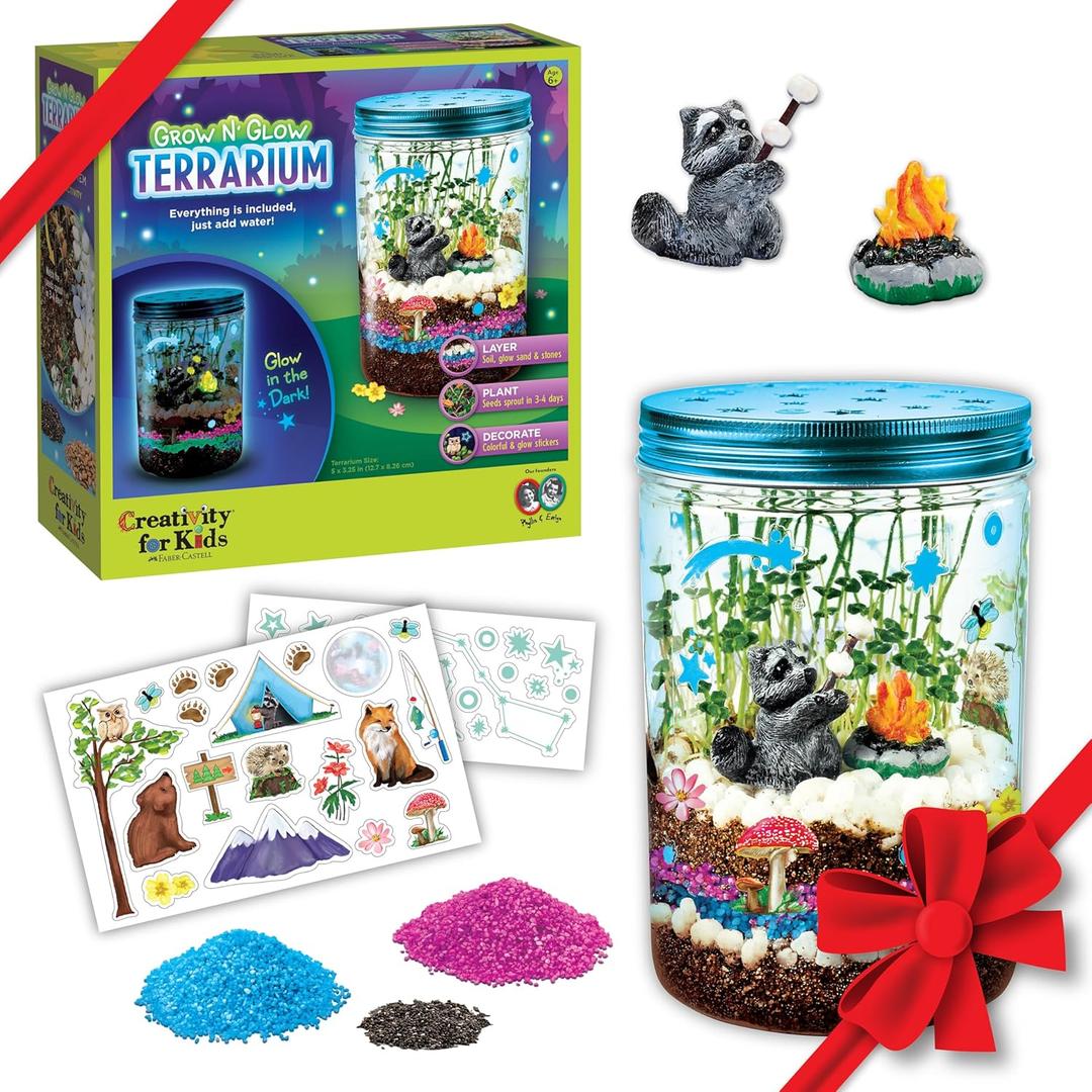 Creativity for Kids Grow 'N Glow Terrarium Kit - Educational Science Kits| Holiday Stocking Stuffers for Kids Gifts for Boys and Girls| Craft and STEM Projects (Ages 6+)