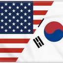 23 FT Korea America Friendship Flag,Medium 6090CM 150D Korean USA Outdoor Banner,Double Side Printing American Decor For Patio Garden With Brass Gromment
