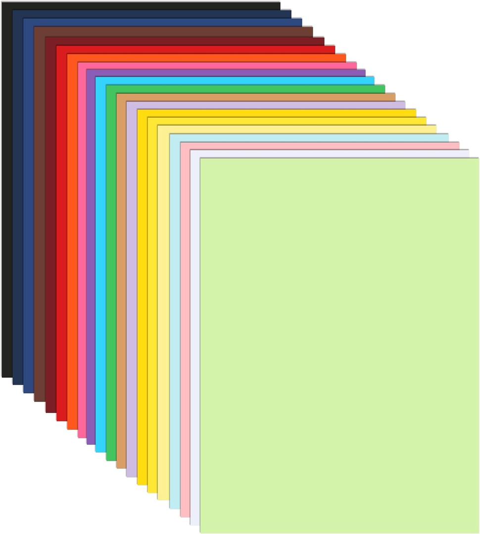 Guakicae 100 Sheets 20 Assorted Colors Cardstock 8.5 x 11 Craft Paper, 200gsm/75lb Heavyweight Paper Card Stock for DIY Cards Making, Wedding Invitations, School Scrapbooking, Party Decorations