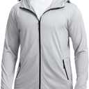 Men's UPF 50+ Light Jacket Full Zip Sun Protection Hoodie Long Sleeve Sun Shirts for Men Hiking Fishing Zip Pockets (X-Large)