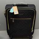 BAGSMART Underseat Carry On luggage Airline approved, 16-inch Softside Underseater Travel Suitcase with Spinner Wheels Lightweight Overnight Bag Small Rolling Carry-on for Women Men Weekender,Black