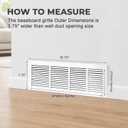 24x6 Baseboard Return Air Grille for 24"Wx6"H Duct Opening, 7/8" Depth