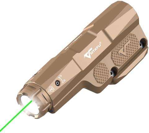 VOTATU M8L-G 3000 Lumens Light Laser Combo Compatible with Mlok/Picatinny, Strobe Function Flashlight and Green Laser Beam with Easy Touch Pad Switch, USB Magnetic Rechargeable Light for Rifle