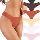 Cotton Underwear Women Pack Maillard Thongs for Women Breathable Sexy Ladies Thong Panties (Medium, Black / Mocha / Caramel / Nude / White / Pink)