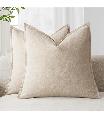 SET of 2 Lnen throw pillow covers 26x26 Linen pillow cases with zipper 