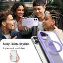 ZHK 360 Rotatable Ring for iPhone 16 Case Magnetic, [Military Grade Drop Proof] [Translucent Frosted Back Panel] Slim Non-Slip Matte Phone Case for iPhone 16 6.1'', Light Purple