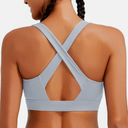 RUNNING GIRL High Impact Sports Bras for Women, High Support Running Strappy Women's Sports Bra with Sewn in Pads Color Grey Size XXL