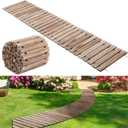 24ft Wooden Garden Pathway with Non Slip Surface Roll Out Boardwalk Walkways Road Floor Pathway Rustic Path Decorative Patio Pavers for Outdoor Garden Beach Wedding Party(Light)