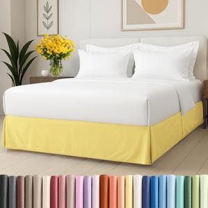 Pleated Bed Skirt Full Size - 3 Sided Pleated Bed Skirt Full - Ultra-Soft, Easy Fit with 15 Inch Tailored Drop - Hotel Quality, Wrinkle Free & Fade Resistant - for Women, Men, Kids and Teens - Yellow