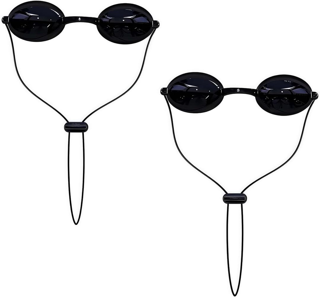 See-Through Safety Goggles Pack of 2, Transparent Safety Glasses for Tanning Use, and Half-clear Eye Protection, 2 Separate Storage Cases Included