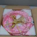 5-Tiered Pink Chandelier,3 Lights Boho Fringe Pendant Light Fixture,Tassle Chandelier for entryway,Dining Room,Baby Nursery,Gold and Pink