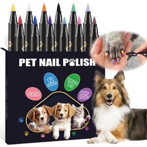Dog Nail Polish Pens Quick Dry,12 Colors Pet Nail Polish Kit for Dogs,Cats or Birds,Dog Safe Nail Polish and Easy to Apply,Nail Polish Pens for Dogs, Christmas Dog Nail Polish,Ideal Gifts for Dog
