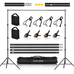 Backdrop Stand for Parties, 8.5x10ft Adjustable Background Support System for Events Decoration, Baby Shower, Photography with Spring Clamps, Backdrop Clip, Sandbag and Carrying Bag
