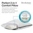 Brookstone 2-in-1 Comfort Memory Foam Pillow with Better Than Down Fill for Firm Yet Plush Feel - Innovative Hybrid Design Soft Bed Pillow with Dual-Sided Cool & Warmth Comfort All Seasons