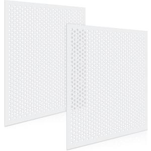 DoubleFill 2 Pack 2' x 2' Plastic Perforated Tiles with 3/8" Holes 24" x 24" White Drop Ceiling Tiles Plastic Ceiling Grid Covers