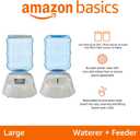 Amazon Basics Large Capacity Automatic Pet Water Dispenser and Gravity Feeder Set, Easy to Clean, 456.6fl.oz Food, 382.1fl.oz Water, Gray