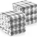 Utopia Towels Grey & White Dish Towels [12 Pack - 15 x 25 Inches] 100% Ring Spun Cotton Highly Absorbent & Reusable Cleaning Bar, Tea, Kitchen and Dishcloths Set - 200 GSM