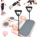 Multifunctional 5-in-1 Pilates Board  Ab Core Trainer with Push-Up Handles, Resistance Bands, Core Slider Pads, Massage Ball, Portable and Foldable Home Gym Fitness Equipment