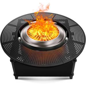 47.8 Inch Fire Pit Surround Tabletop for Solo Stove Bonfire Ranger Yukon 2.0, Powder-Coated Steel Table Top with 30.2 Inch Inner Diameter,Outdoor Fire Pit Accessory for Wood Burning
