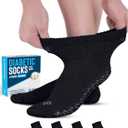 Doctor's Select Diabetic Socks with Grips for Women and Men - 4 Pair | Black | Neuropathy Socks for Men | Non Skid Socks for Men | Diabetic Ankle Socks for Men | Diabetic Socks for Men 9-12