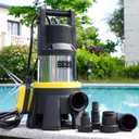 Sump Pump Submersible 7000GPH Stainless Steel Water Pump for Pool Draining 1.5HP Utility Pump with Adjustable Float Switch 16FT Power Cord for Flooded House Sump Pit Pond Remove Water
