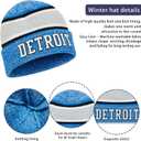 Vintage Classic Skull Cap 3D Embroidery Beanie Cuffed Winter Hat Knit Comes with Warm Gloves Fasion Gifts for Men Women Fans (Blue)