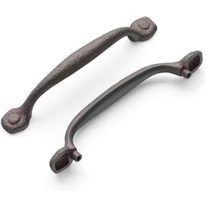 Hickory Hardware 10 Pack Solid Core Kitchen Cabinet Pulls, Luxury Cabinet Handles, Hardware for Doors & Dresser Drawers, 5-1/16 Inch (128mm) Hole Center, Rustic Iron, Refined Rustic Collection