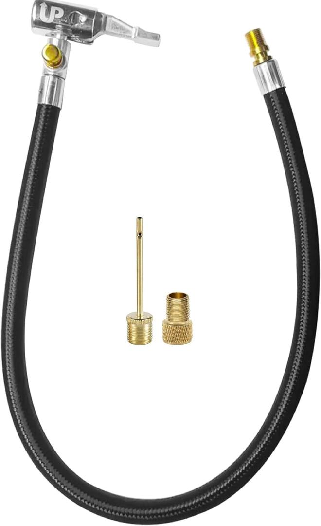 Quick Air Release Extention Replacement Hose for Tire Inflators | Portable Air Compressor | Tire Valve Air Chuck Lock | Air Tire Inflator Pump Hose | Presta Valve + Ball Needle (30''/76.2cm)