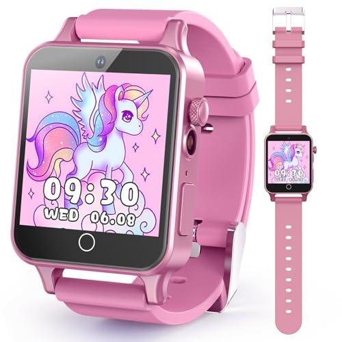 Kids Watches Girls Toys for Age 5-12, HD Camera Touchscreen Smart Watch for Kids, Learn Card, Alarm Clock, 30 Puzzle Games, Pedometer, Audiobook, Christmas Birthday Gifts for Girls Ages 5 6 7 8 9
