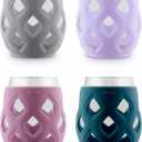 Ello Cru 17oz Stemless Wine Glass Set with Protective Silicone Sleeves, Dishwasher Safe, Cocktail Glass Pack Perfect for Summer Patios and Parties Festive Fun Holiday Gift for Women Men Her Him