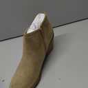 Womens Ankle Boots Chunky Stacked Heel Slip on Shoes Faux Suede Side Zipper Casual Western Booties 11